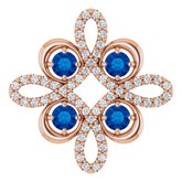 14K Rose Lab-Grown Blue Sapphire & 1/6 CTW Diamond Clover Pendant  